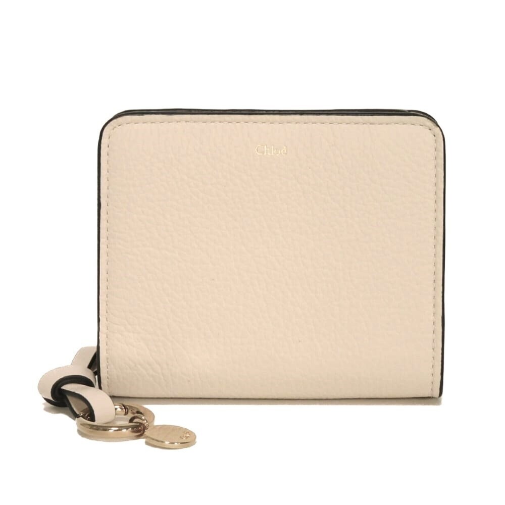 Chloé Chloe bifold wallet with alphabet small charm, calfskin, pastel logo, n...